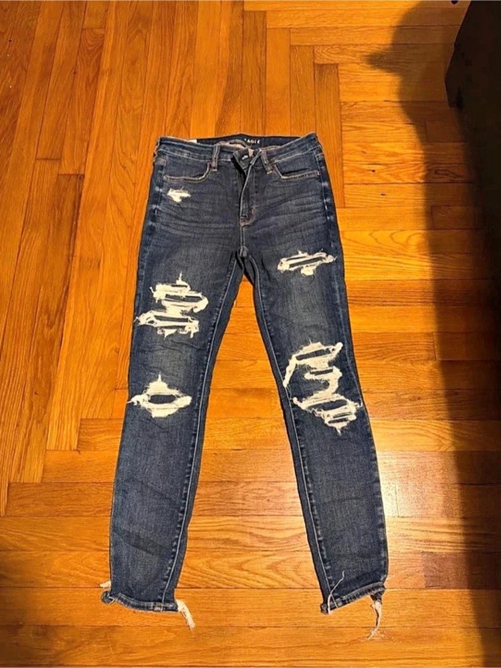 American Eagle Next Level Stretch Distressed Skinny Jeans Blue Size 6